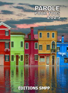 couverture du livret paroles pour tous 2025 representant des maisons colorés au bord de l'eau