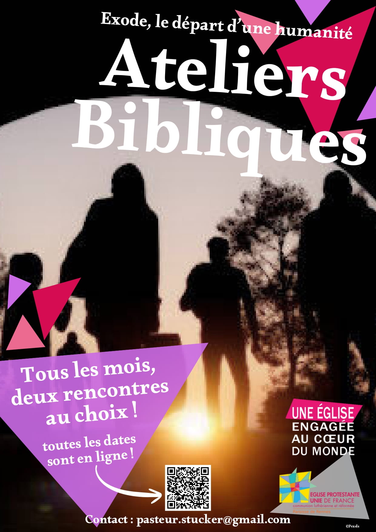 Affiche ateliers bibliques: Exode: le départ de l'humanité
