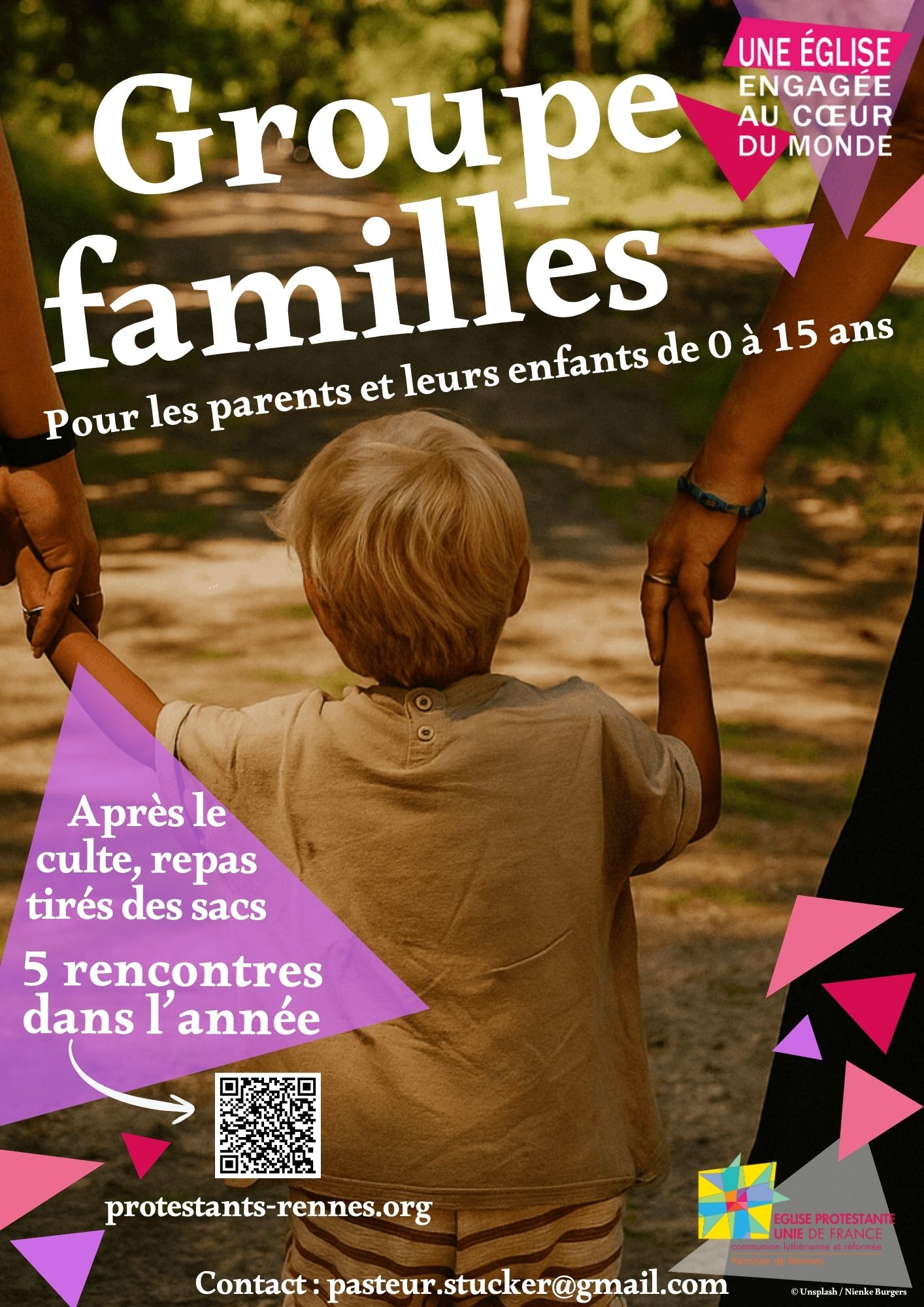 Affiche du groupe famille pour les parents d'enfants de 0 à 15 ans.