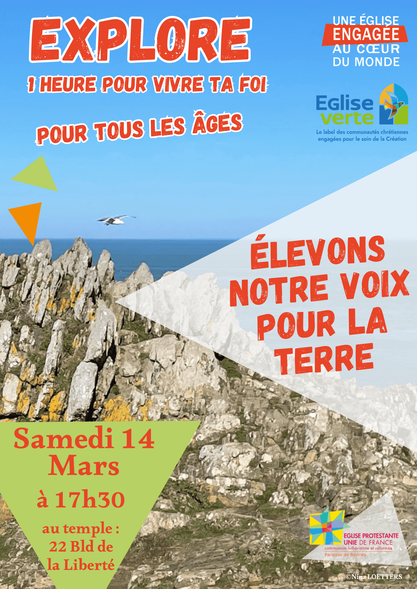 Affiche du culte Explore: Elevons notre voix pour la terre