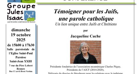 CONFÉRENCE : Témoigner pour les Juifs, une parole catholique