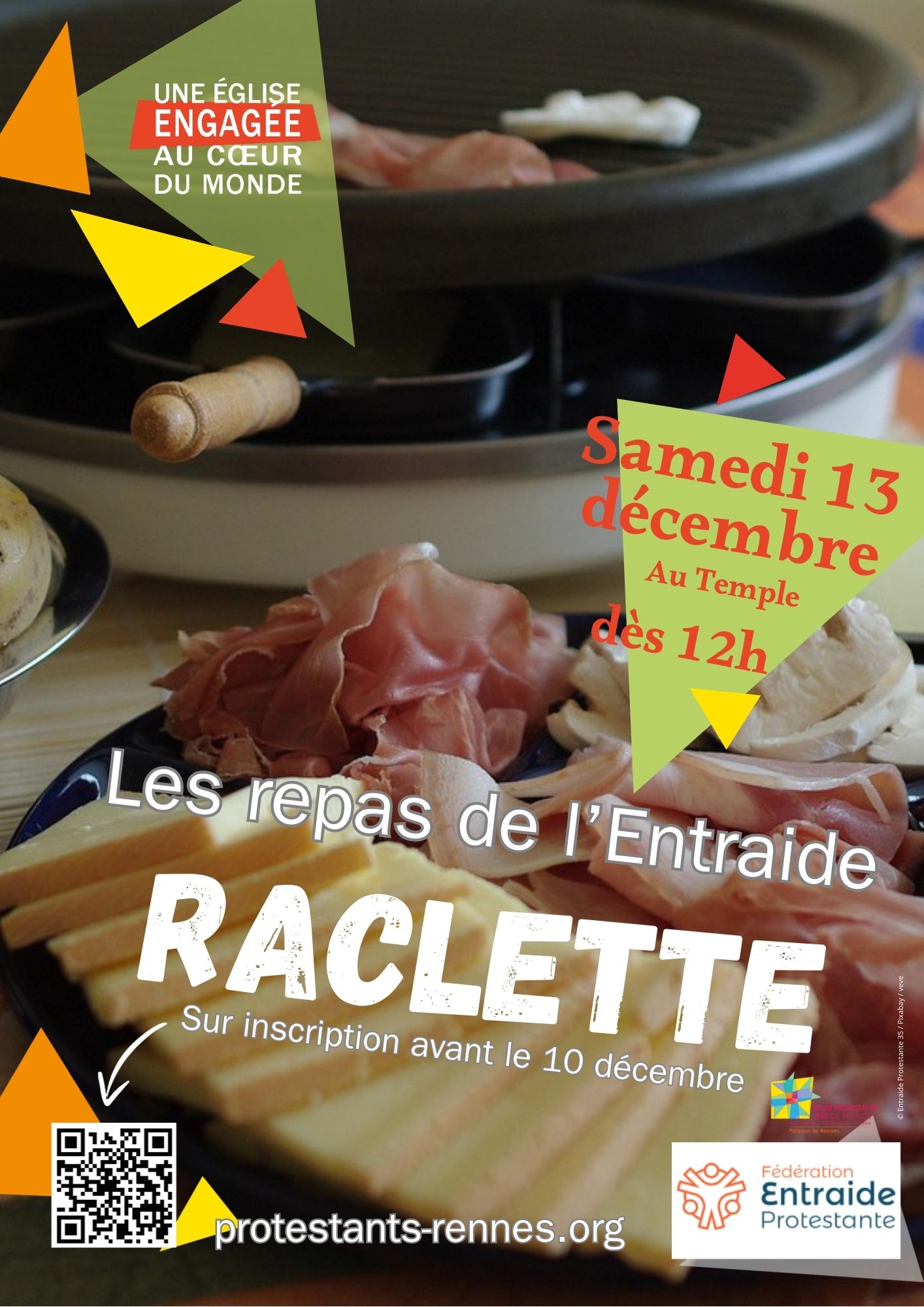 Affiche: les repas de l'entraide Raclette