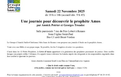 CONFÉRENCE : Une journée pour découvrir le prophète Amos