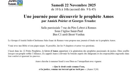 CONFÉRENCE : Une journée pour découvrir le prophète Amos