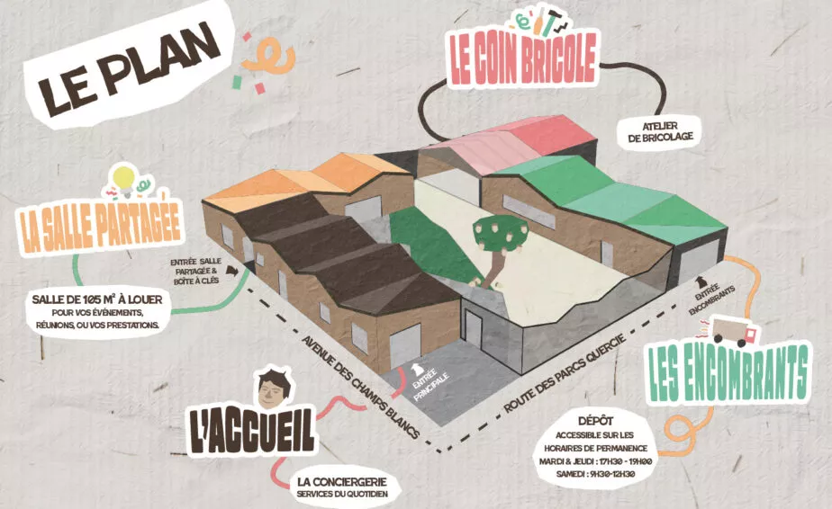 Plan du tiers-lieu "la cabane" à Cesson Sevigné