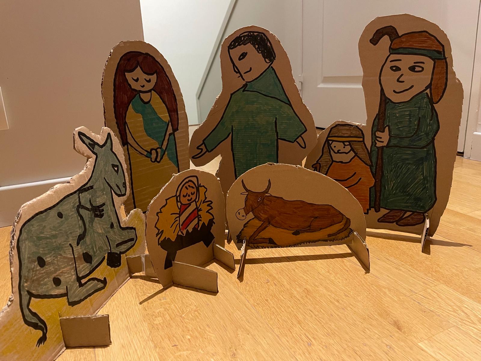 Créche en carton réalisée par les enfants du club biblique