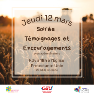 Soirée témoignagne et encouragements du 12 mars