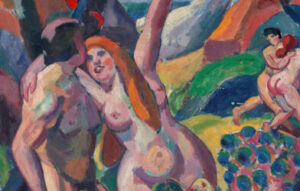 Tableau representant Adam et Eve se saissisant du fruit de la connaissance du bien et du mal