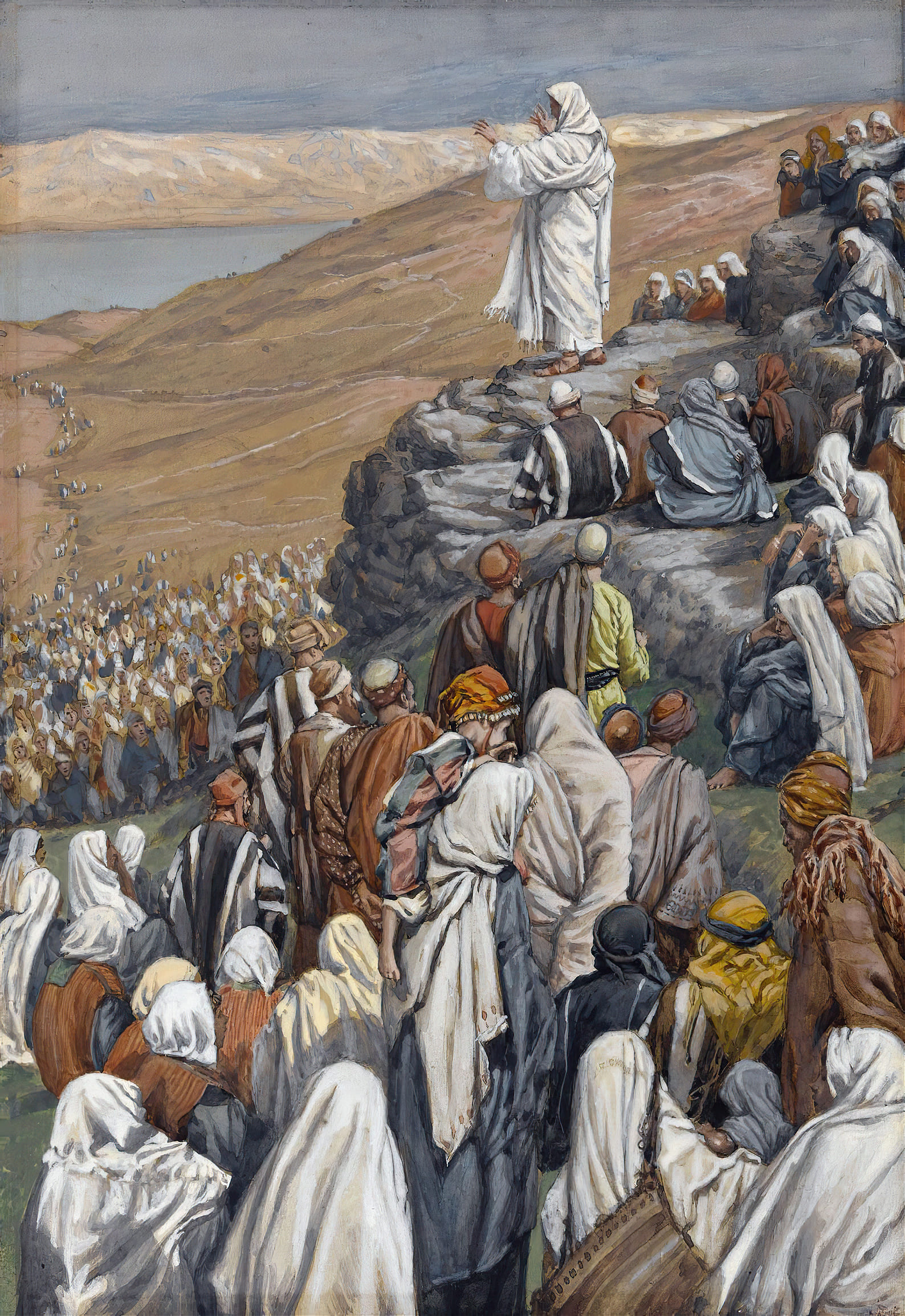 Tableau "Le sermon des béatitudes" par James Tissot, fin 19eme siècle.