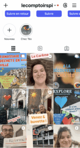 Capture d'écran du compte Instagram "Le comptoir spi'"