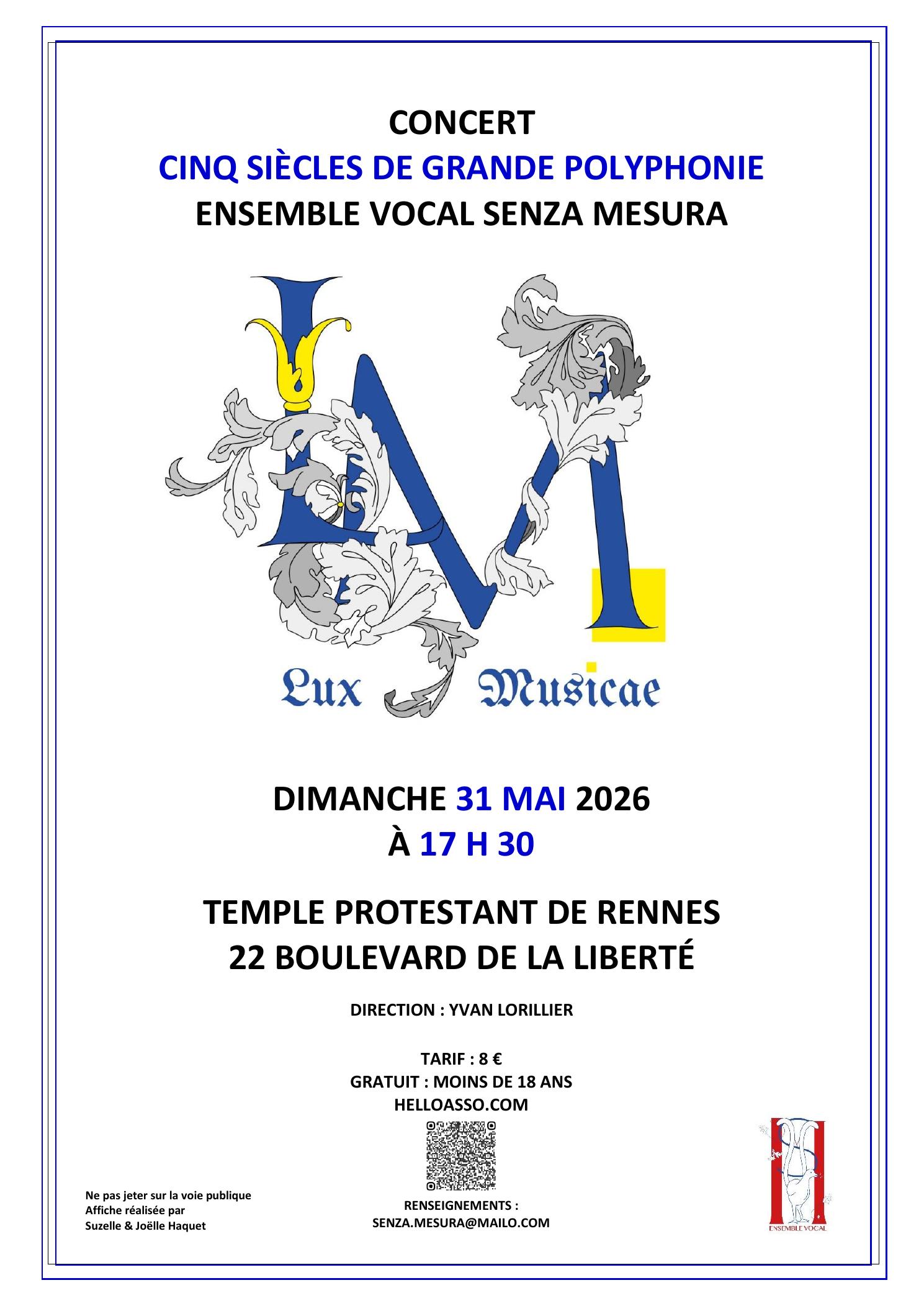 Cinq siècle de grande polyphonie. Ensemble vocal Senza Mesura