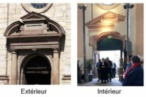 Entrée du temple vue de l'extérieur et de l'intérieur