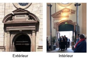 Entrée du temple vue de l'extérieur et de l'intérieur