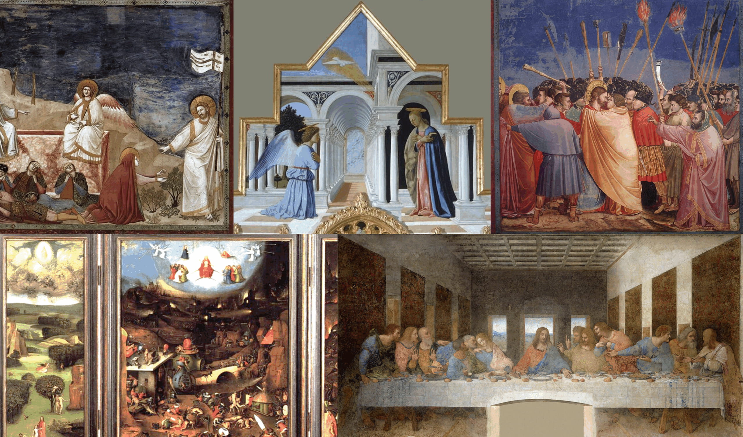 Mosaïque de peintures sur le thème du christianisme