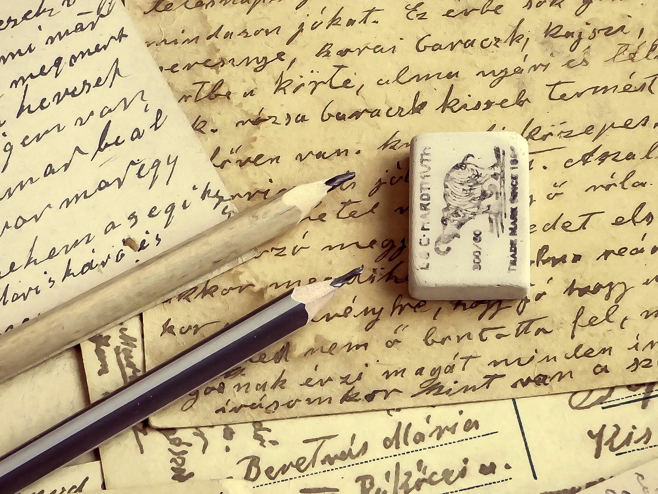 Lettres anciennes et créations à papier