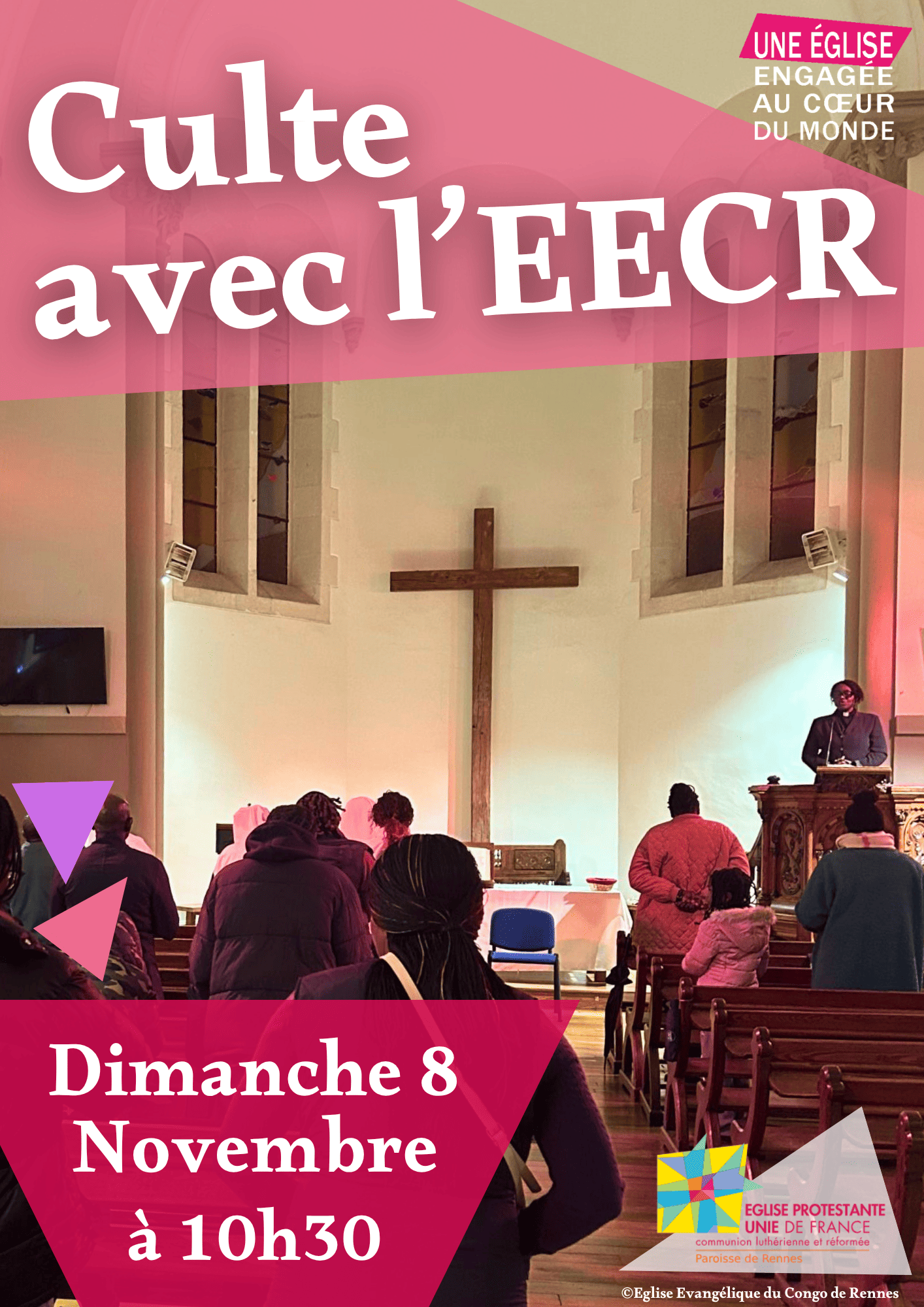 Affiche culte avec l'Église Évangélique du Congo de Rennes